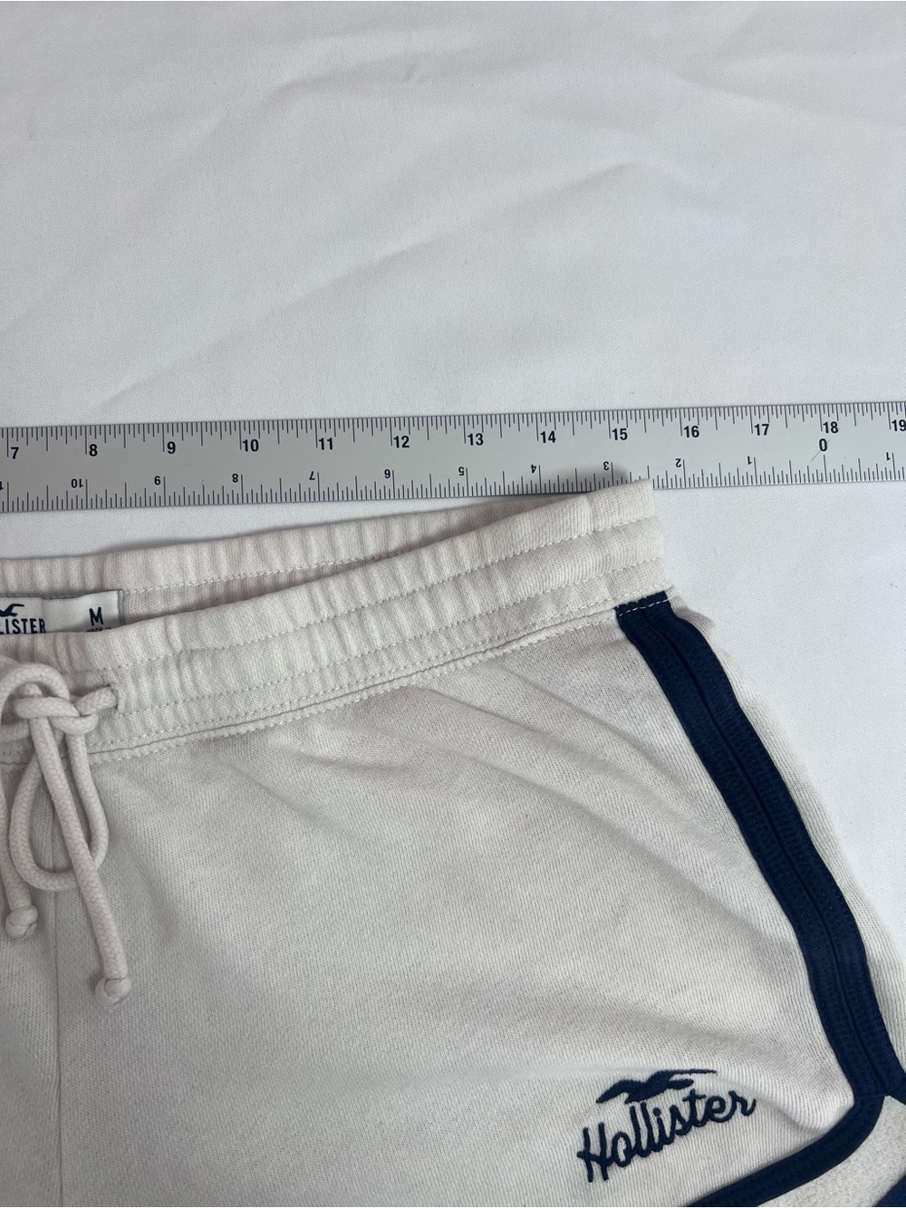 Hollister White Drawstring Terry Shorts with Navy Trim - Picture 9 of 9